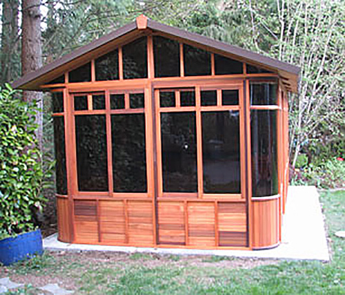 a gazebo made of wood