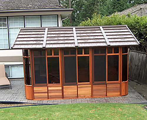 a wooden gazebo